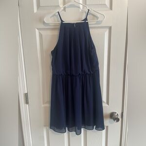 Navy Blue Sleeveless Haltertop Dress